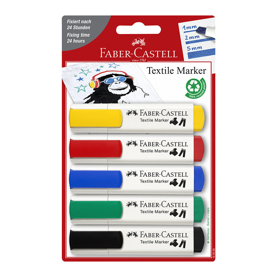 Faber-Castell Textile Marker Assorted Set of 5 by Faber-Castell at Cult Pens