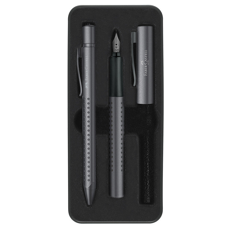 Faber-Castell Grip 2011 Fountain Pen and Ballpoint Set Anthracite by Faber-Castell at Cult Pens