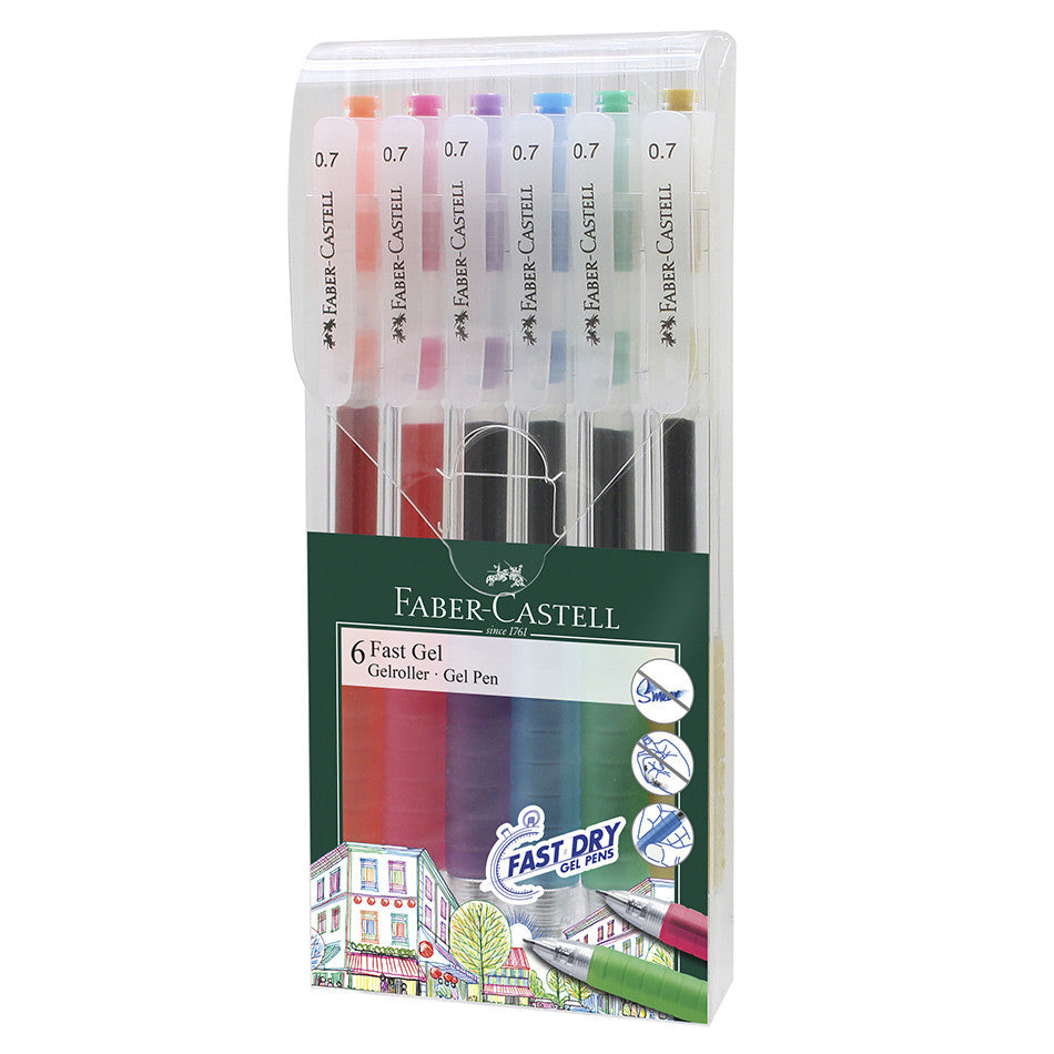 Faber-Castell Fast Gel Retractable Gel Pen Set of 6 by Faber-Castell at Cult Pens
