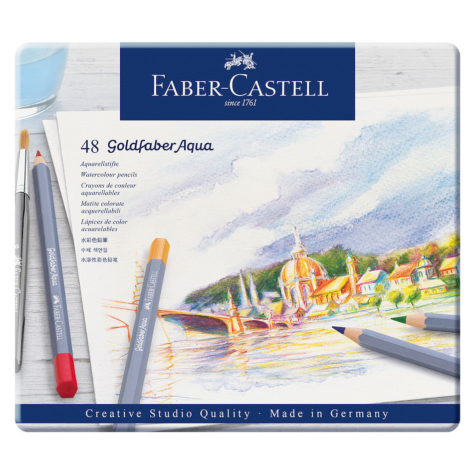 Faber-Castell Goldfaber Aqua Watercolour Pencils Tin of 48 by Faber-Castell at Cult Pens
