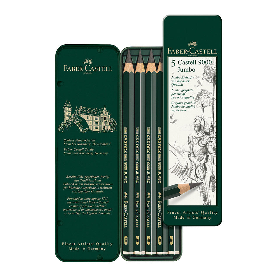 Faber-Castell 9000 Jumbo Pencil Tin of 5 by Faber-Castell at Cult Pens