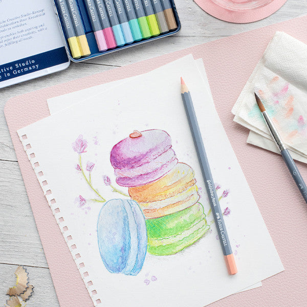 Faber-Castell Goldfaber Aqua Watercolour Pencil Pastel Colours Tin of 12 by Faber-Castell at Cult Pens