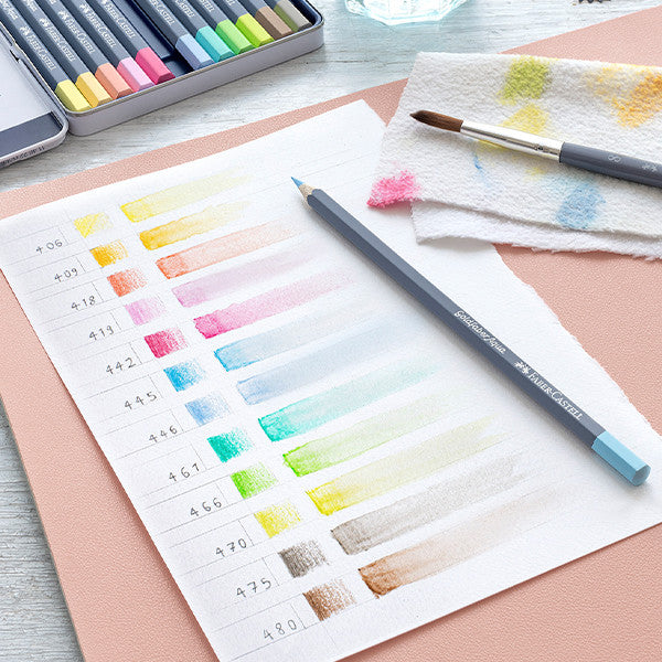 Faber-Castell Goldfaber Aqua Watercolour Pencil Pastel Colours Tin of 12 by Faber-Castell at Cult Pens