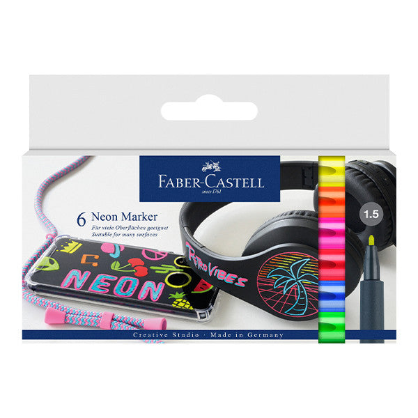 Faber-Castell Neon Marker Set of 6 Assorted by Faber-Castell at Cult Pens