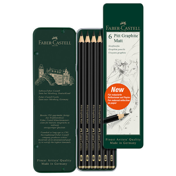 Faber-Castell Pitt Graphite Matt Pencil Tin of 6 by Faber-Castell at Cult Pens