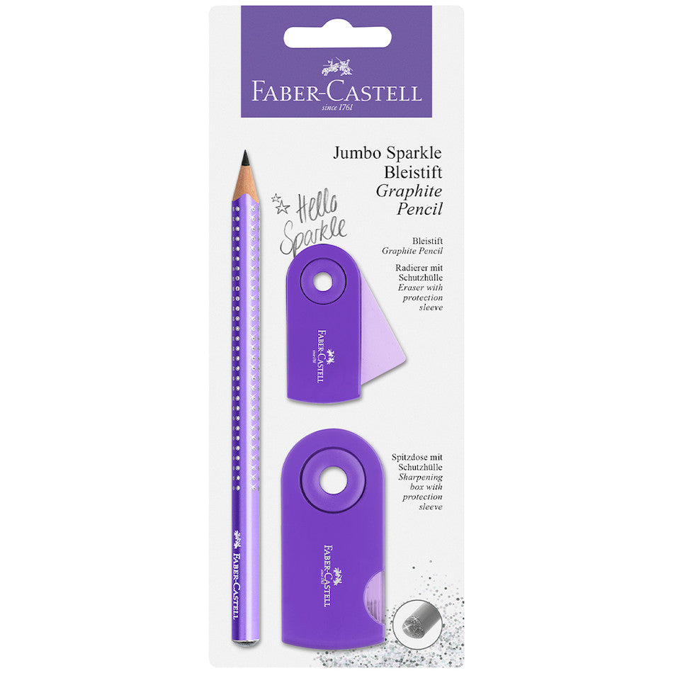 Faber-Castell Grip Jumbo Sparkle Set Pearl Purple by Faber-Castell at Cult Pens
