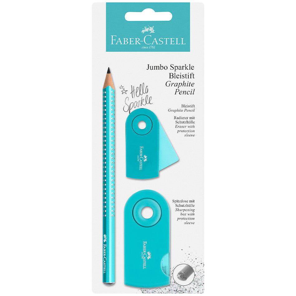 Faber-Castell Grip Jumbo Sparkle Set Pearl Turquoise by Faber-Castell at Cult Pens