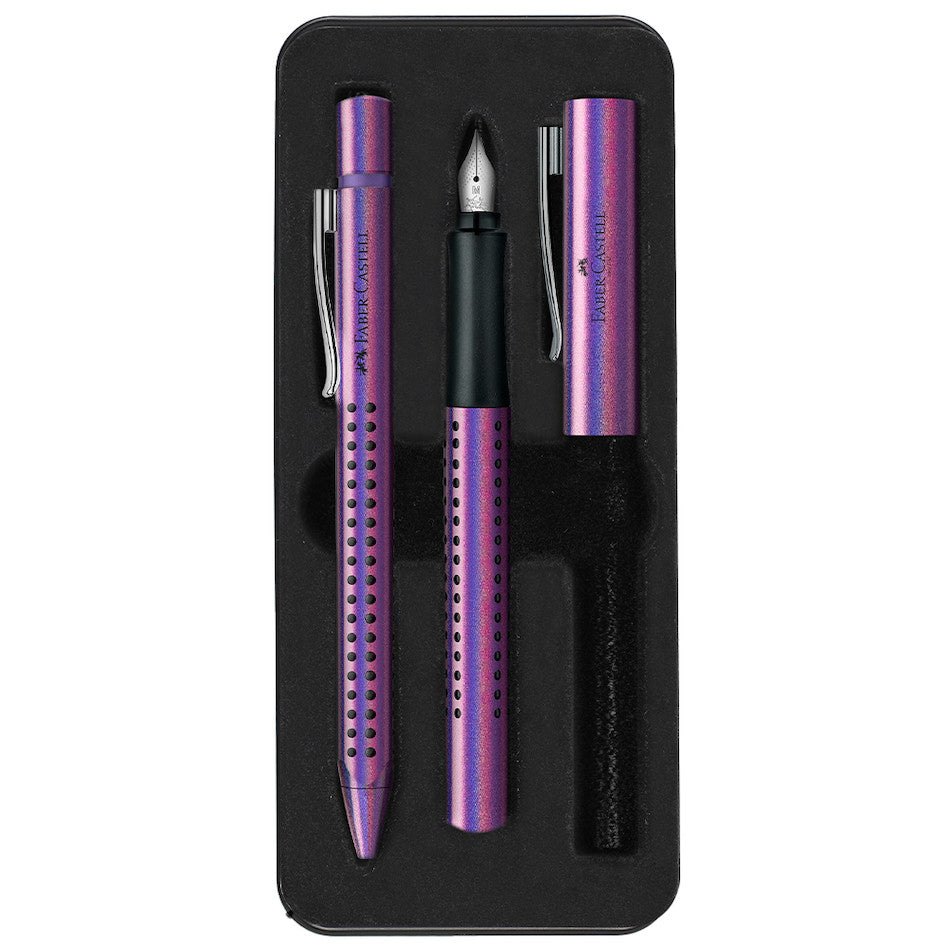 Faber-Castell Grip Edition Glam Fountain and Ballpoint Pen Set Violet by Faber-Castell at Cult Pens