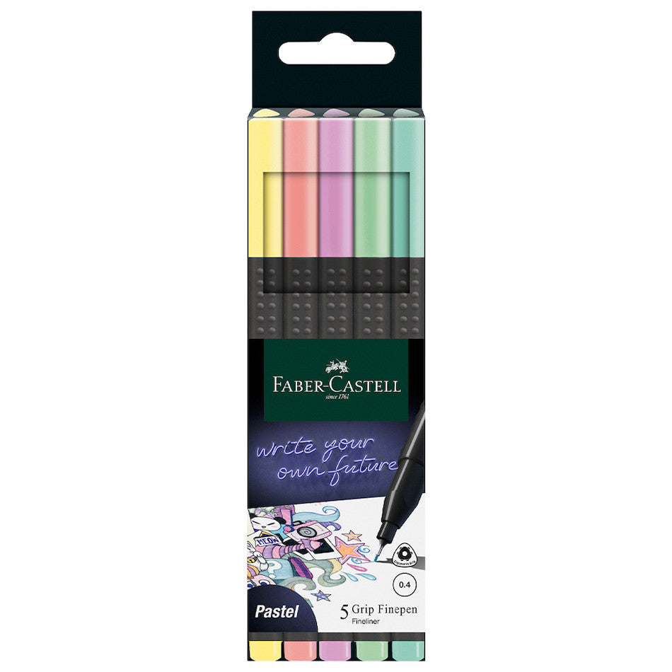 Faber-Castell Grip Finepen Set of 5 Pastel by Faber-Castell at Cult Pens