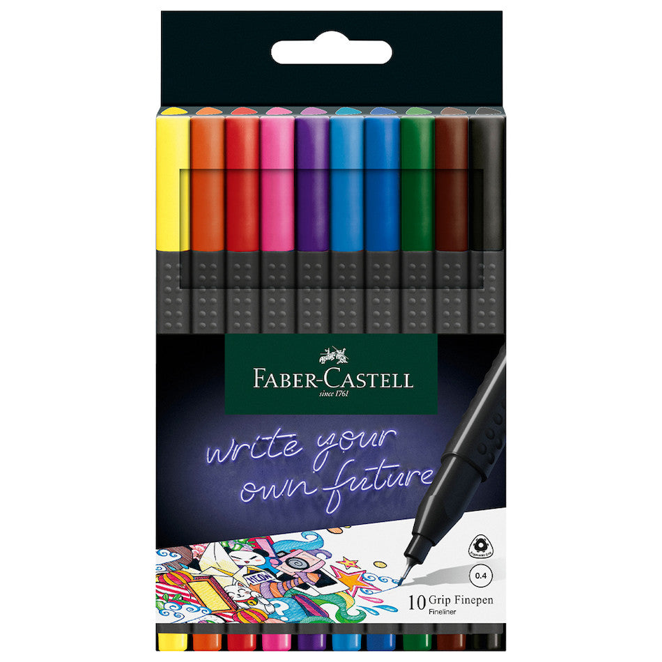 Faber-Castell Grip Finepen 0.4 Set of 10 by Faber-Castell at Cult Pens