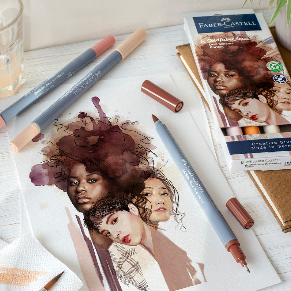 Faber-Castell Goldfaber Aqua Dual Marker Wallet of 6 Portrait by Faber-Castell at Cult Pens