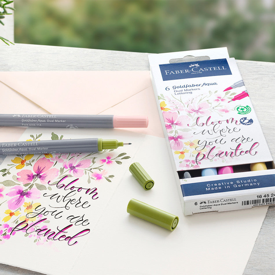 Faber-Castell Goldfaber Aqua Dual Marker Wallet of 6 Lettering by Faber-Castell at Cult Pens