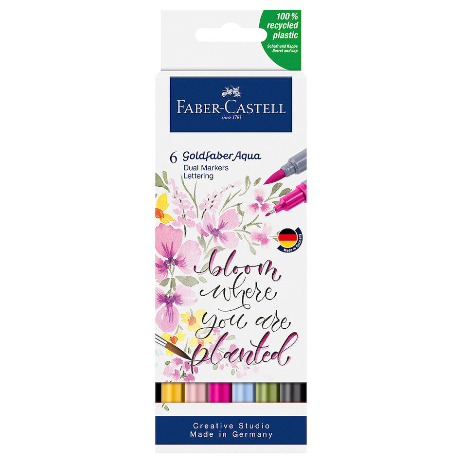 Faber-Castell Goldfaber Aqua Dual Marker Wallet of 6 Lettering by Faber-Castell at Cult Pens