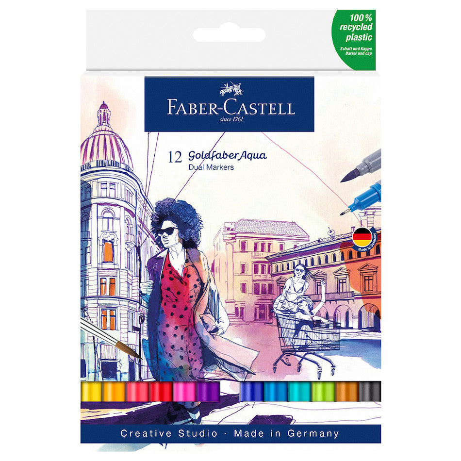 Faber-Castell Goldfaber Aqua Dual Marker Cardboard Wallet of 12 by Faber-Castell at Cult Pens