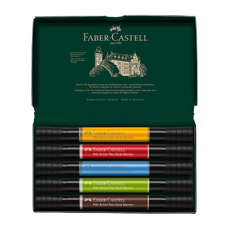 Faber-Castell Pitt Artist Pen Dual Marker Wallet of 5 by Faber-Castell at Cult Pens