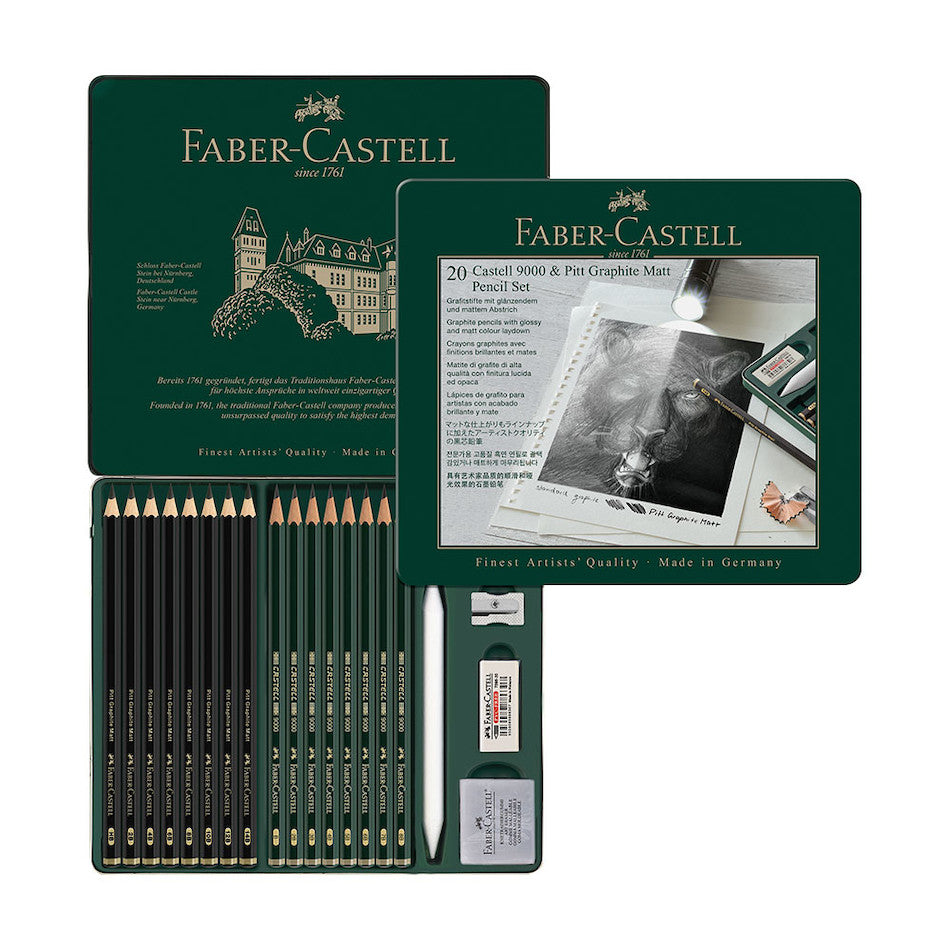 Faber-Castell Pitt Monochrome Set Pitt Graphite Matt & Castell 9000 by Faber-Castell at Cult Pens