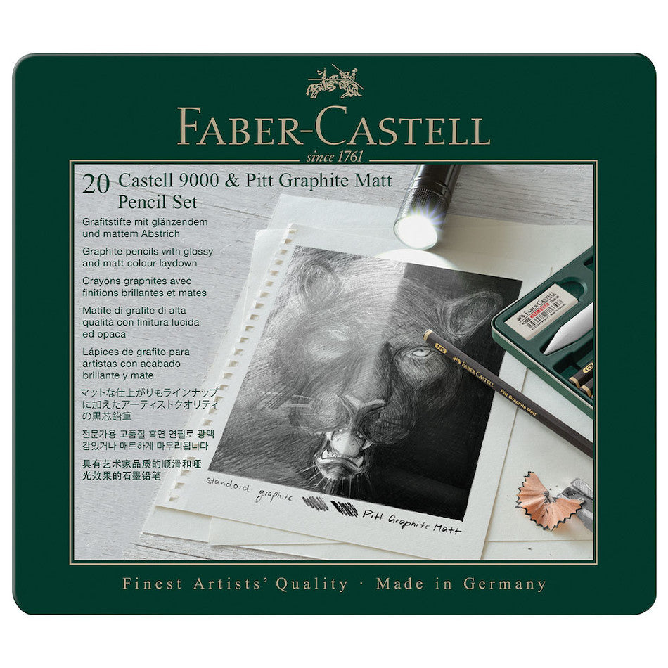 Faber-Castell Pitt Monochrome Set Pitt Graphite Matt & Castell 9000 by Faber-Castell at Cult Pens