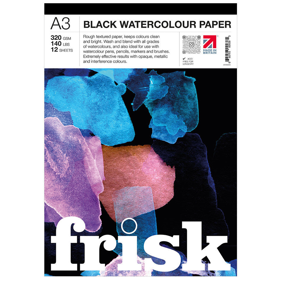 Frisk Watercolour Paper Pad A3 Black by Frisk at Cult Pens