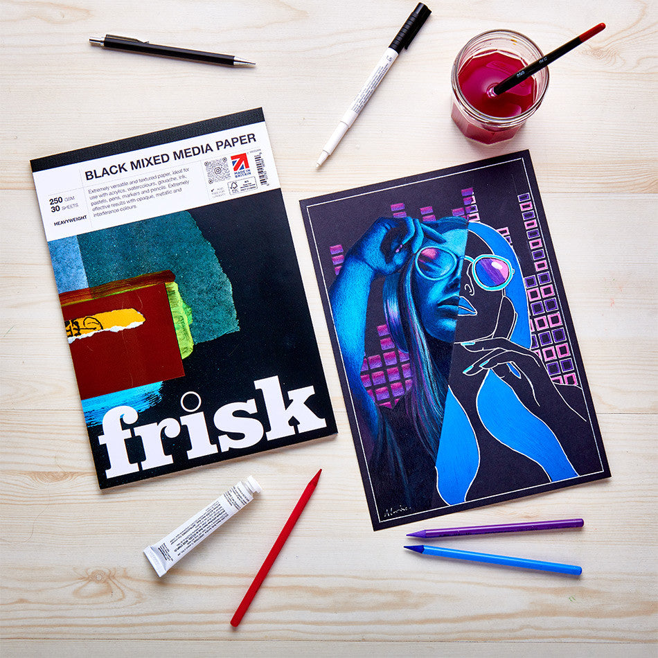 Frisk Mixed Media Paper Pad A5 Black by Frisk at Cult Pens