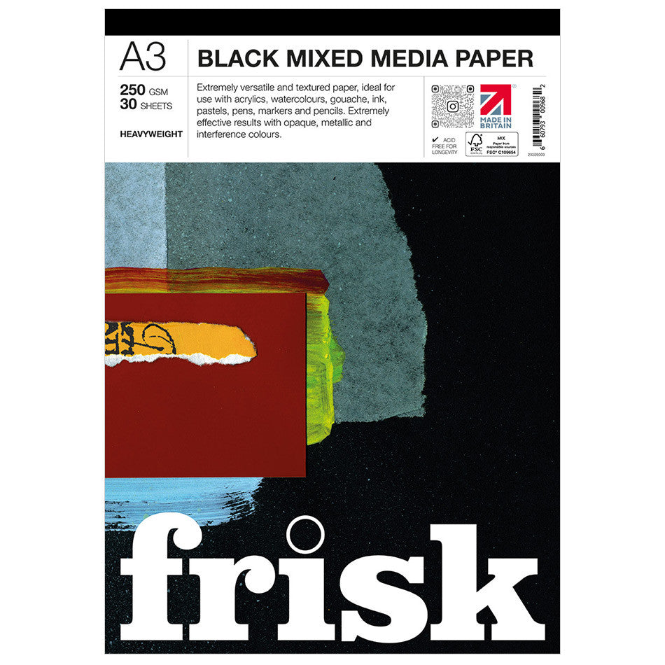 Frisk Mixed Media Paper Pad A3 Black by Frisk at Cult Pens