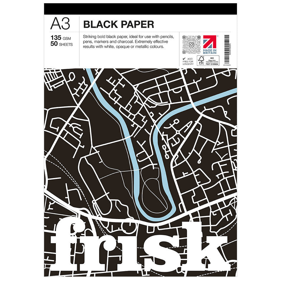 Frisk Black Paper Pad A3 by Frisk at Cult Pens