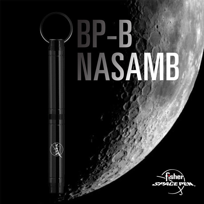 Fisher Space Pen Backpacker Ballpoint Pen Black with NASA Meatball Logo by Fisher Space Pen at Cult Pens