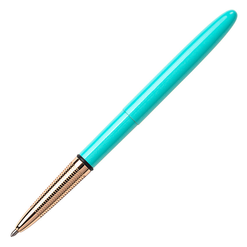 Fisher Space Pen Bullet Pressurised Ballpoint Pen Tahitian Blue with Gold Grip by Fisher Space Pen at Cult Pens
