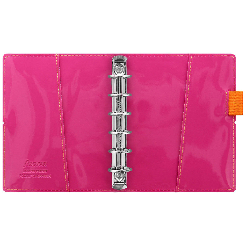 Filofax Domino Pocket Organiser Patent Orange/Pink by Filofax at Cult Pens