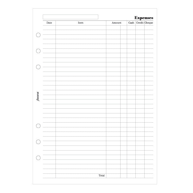 Filofax A5 Expenses Notepaper Refill by Filofax at Cult Pens