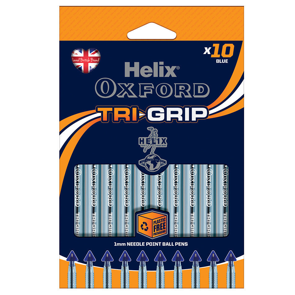 Helix Oxford Trigrip Rollerball Pen Set of 10 Blue by Helix Oxford at Cult Pens