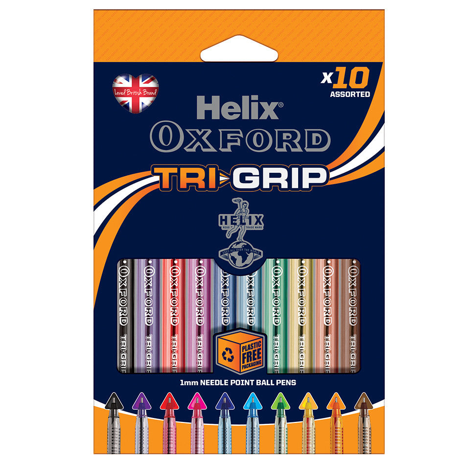 Helix Oxford Trigrip Rollerball Pen Set of 10 Assorted by Helix Oxford at Cult Pens