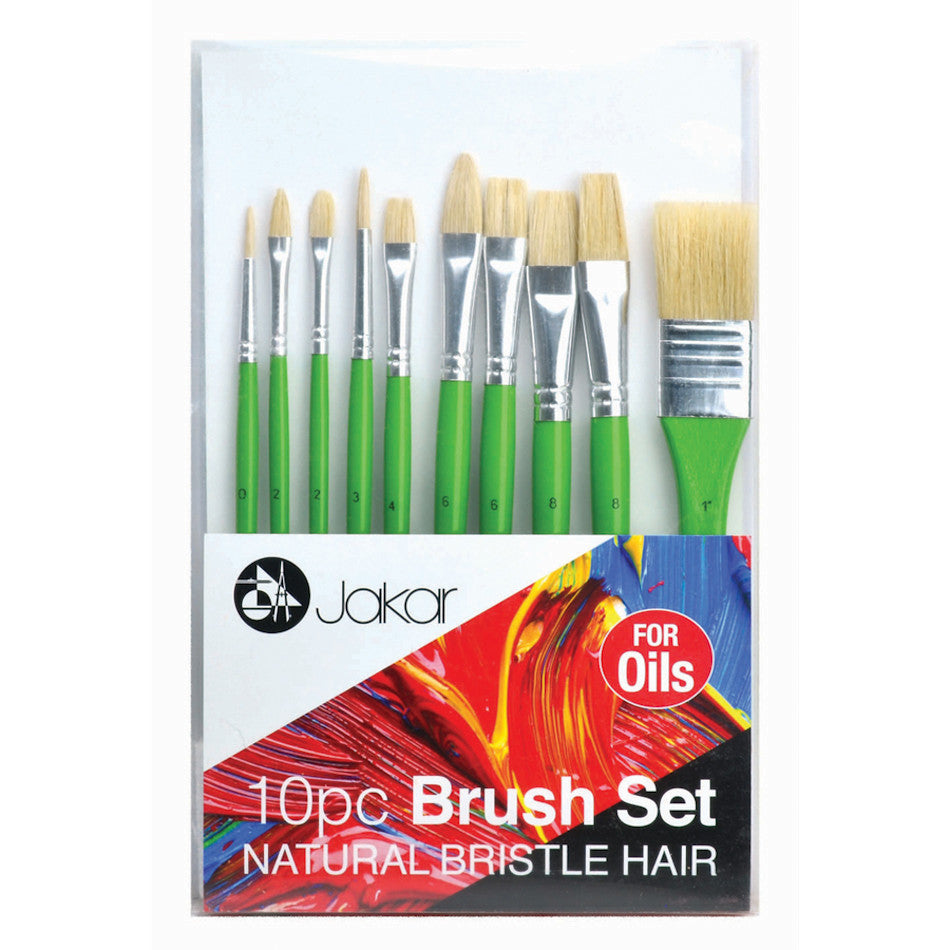 Jakar Brush Set Natural Bristles For Oils Set of 10 by Jakar at Cult Pens