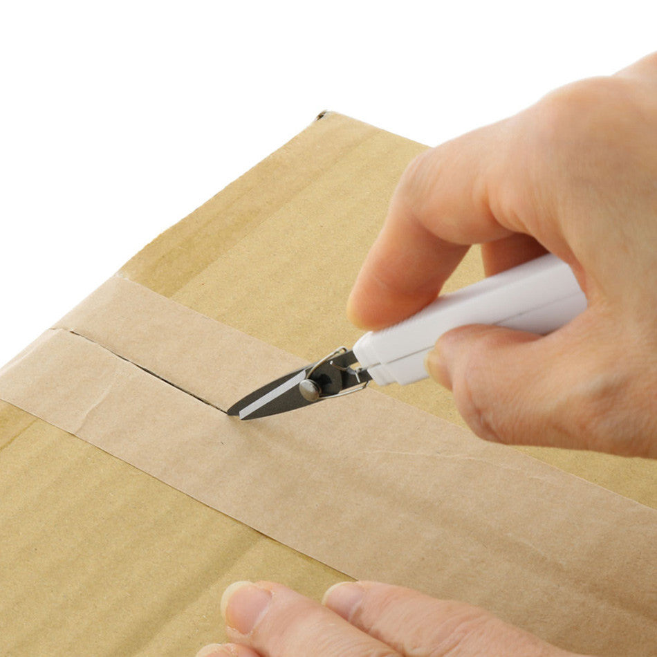 Sun-Star Stickyle Akeruno Scissors + Box Cutter White by Sun-Star at Cult Pens