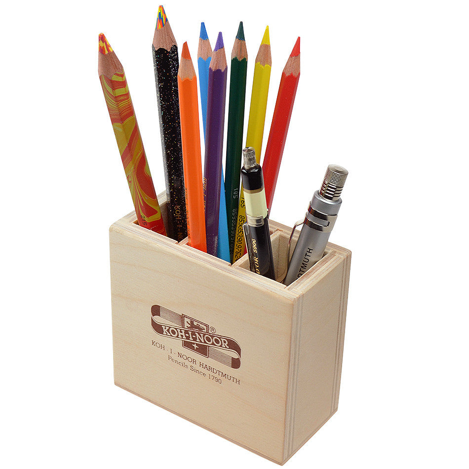 Koh-I-Noor 3 Slot Wooden Pen Pot by Koh-I-Noor at Cult Pens