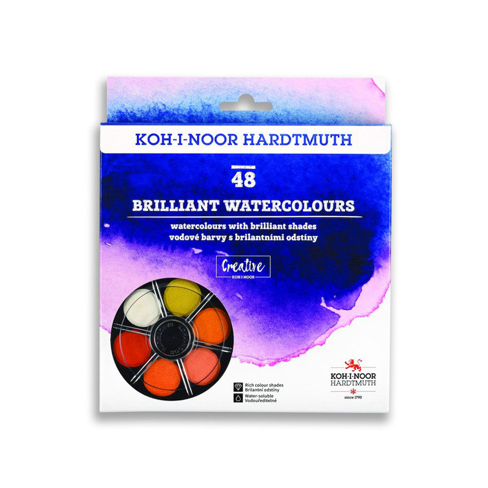 Koh-I-Noor Brilliant Round Water Colours Set of 48 by Koh-I-Noor at Cult Pens