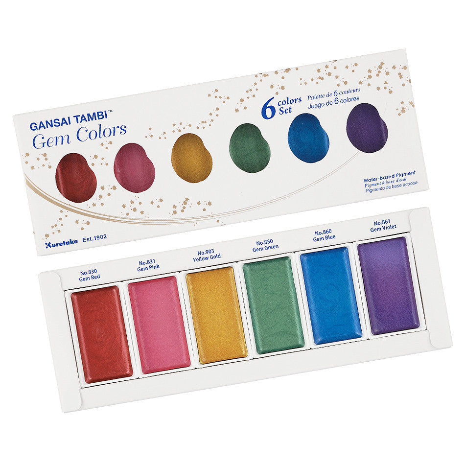 Kuretake Gansai Tambi Watercolour Paint Gem Colours Set of 6 by Kuretake at Cult Pens