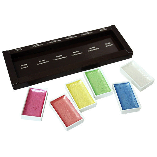 Kuretake Gansai Tambi Watercolour Paint Pearl Colours Set of 6 by Kuretake at Cult Pens