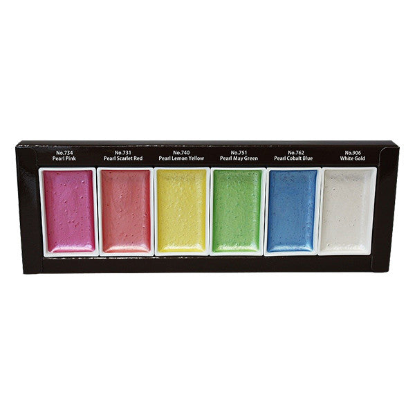 Kuretake Gansai Tambi Watercolour Paint Pearl Colours Set of 6 by Kuretake at Cult Pens