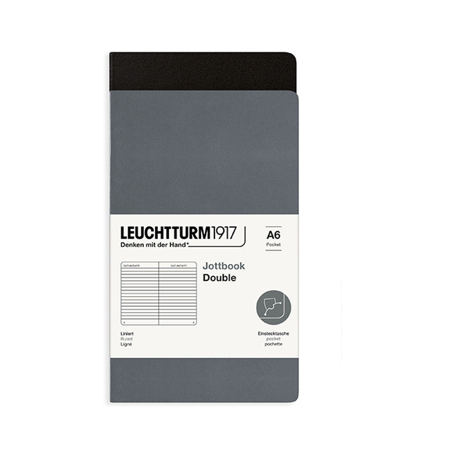 LEUCHTTURM1917 Jottbook Double Pocket Anthracite & Black by LEUCHTTURM1917 at Cult Pens