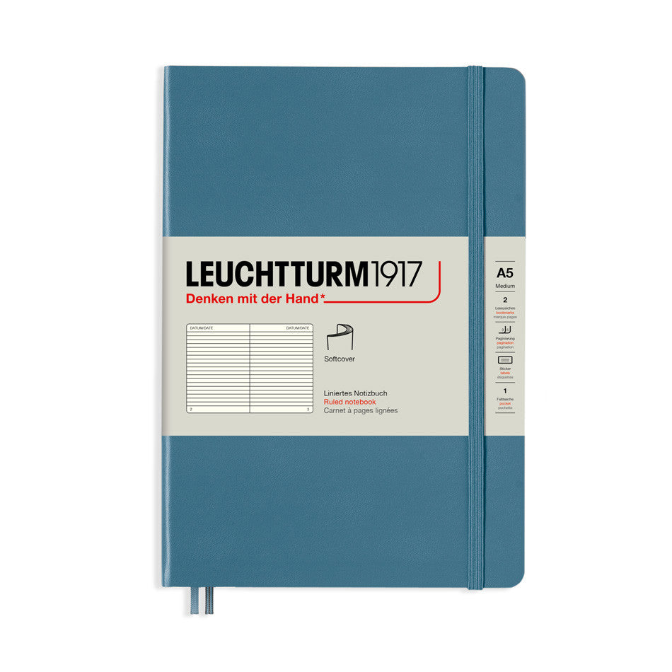 LEUCHTTURM1917 Softcover Medium Notebook Stone Blue by LEUCHTTURM1917 at Cult Pens