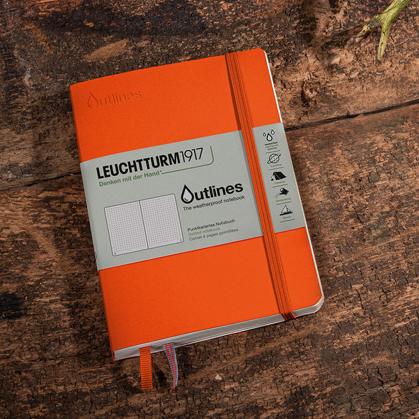 Carnet De Notes LEUCHTTURM1917 Outlines - Papier De Carte Marine Imperméable - Couverture Souple Orange - 89 Pages Pointillées