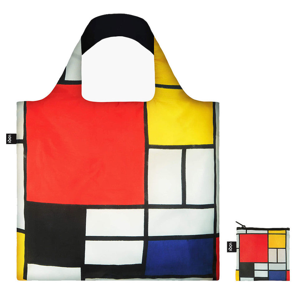 LOQI Piet Mondrian Composition with Red Yellow Blue and Black Recycled Tote Bag by LOQI at Cult Pens