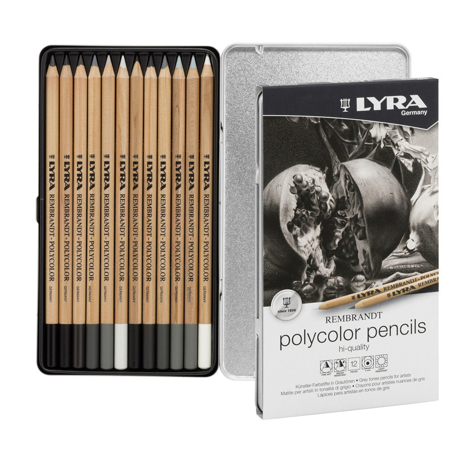 LYRA Rembrandt Polycolour Pencil Grey Set of 12 by LYRA at Cult Pens