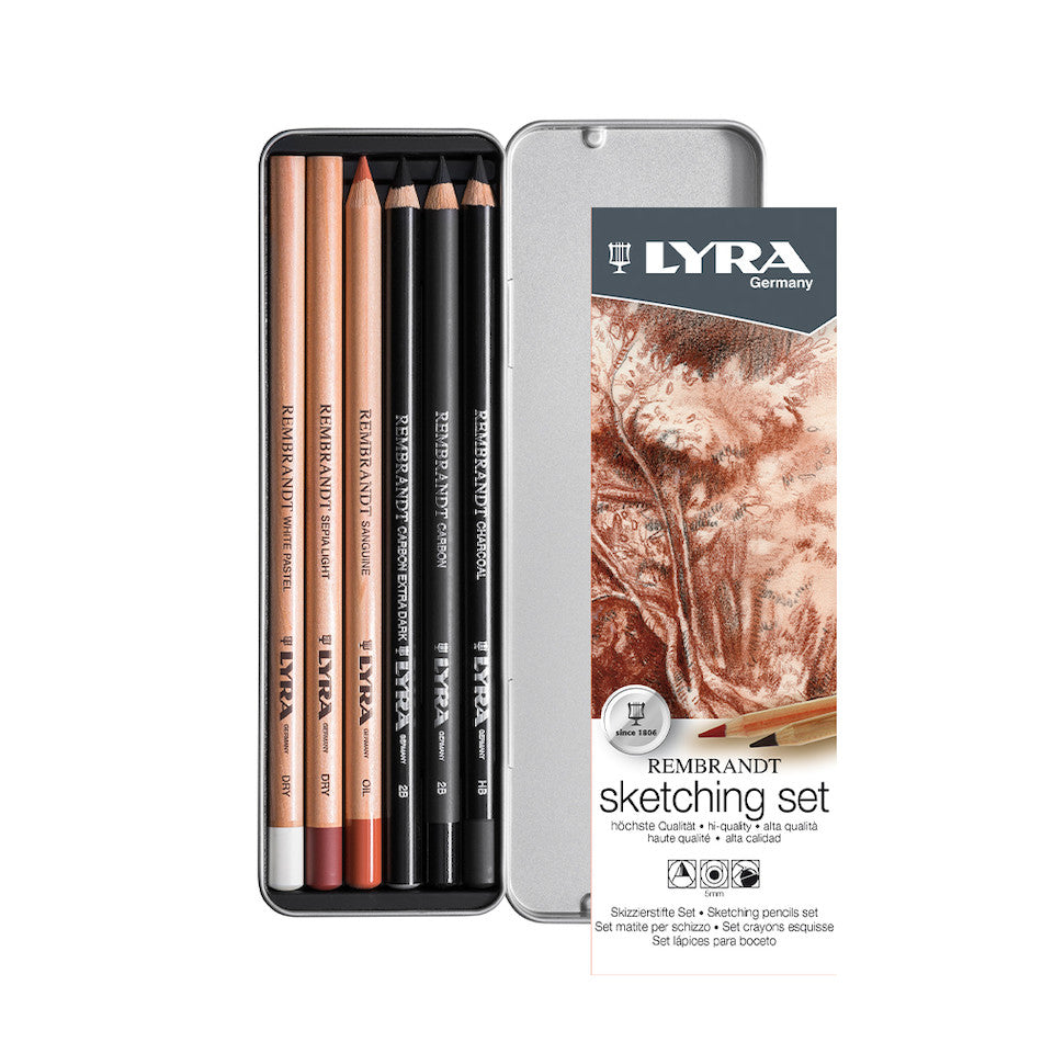 LYRA Rembrandt Pencil Sketching Set Metal Box of 6 by LYRA at Cult Pens