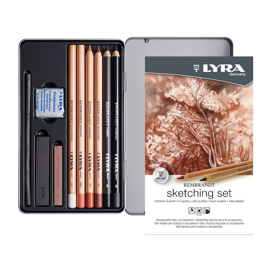 LYRA Rembrandt Pencil Sketching Set Metal Box of 11 by LYRA at Cult Pens