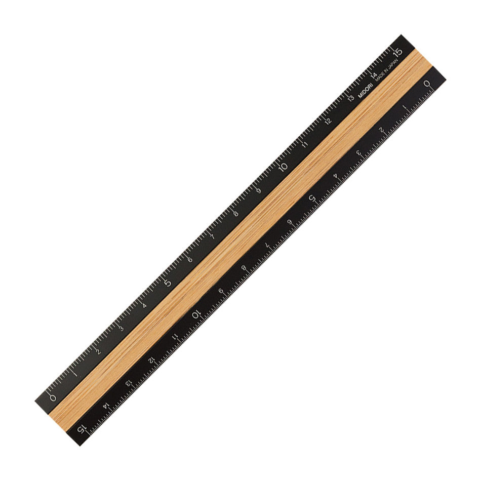 Midori Aluminium & Wooden Ruler 15cm by Midori at Cult Pens