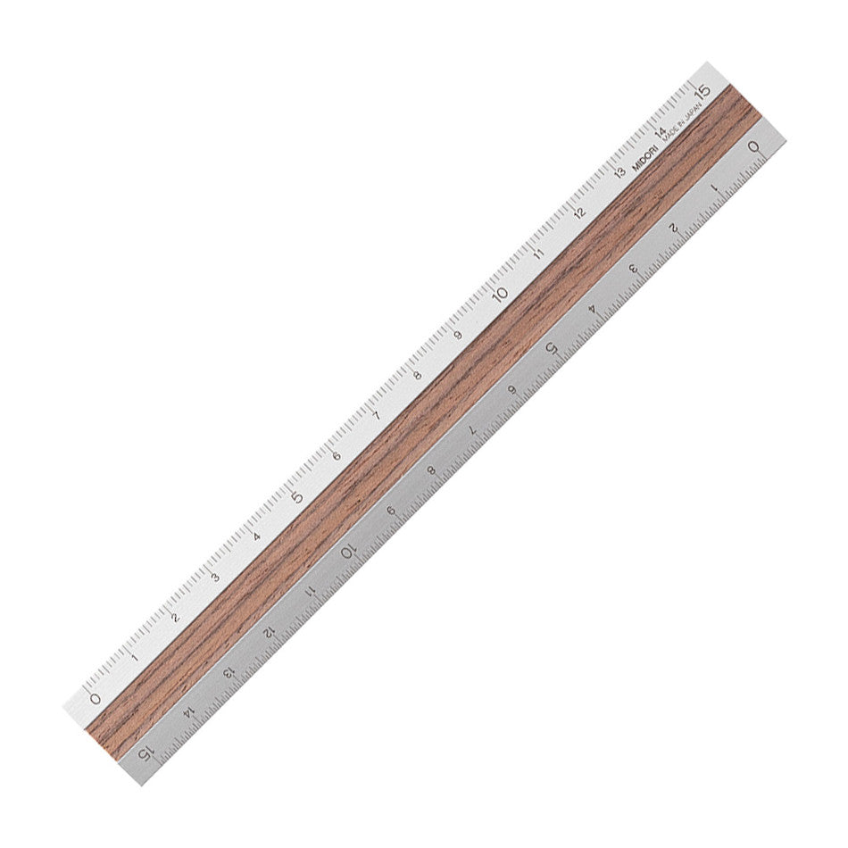 Midori Aluminium & Wooden Ruler 15cm by Midori at Cult Pens