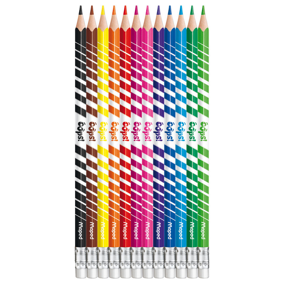 Helix Oxford Erasable Coloring Pencils - Assorted Colors - Pack of 12