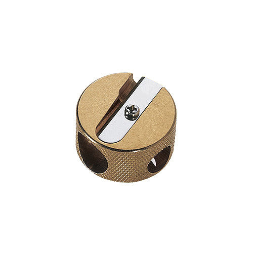 M+R Double Hole Round Brass Sharpener by M+R at Cult Pens