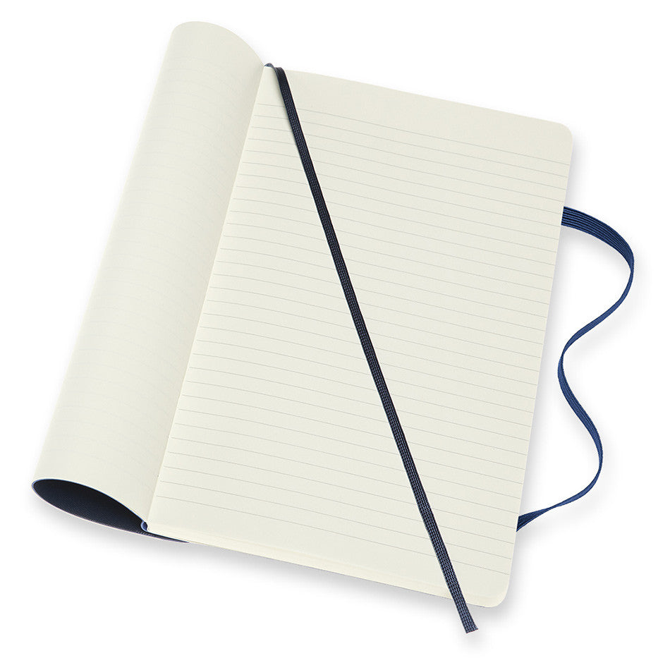 Moleskine Double Layout Notebook Softcover Large Ruled-Plain Sapphire Blue by Moleskine at Cult Pens